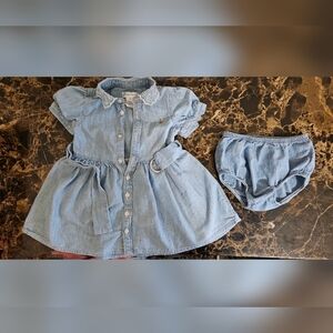 Ralph Lauren Light Blue Baby Dress with Bloomers - 9M